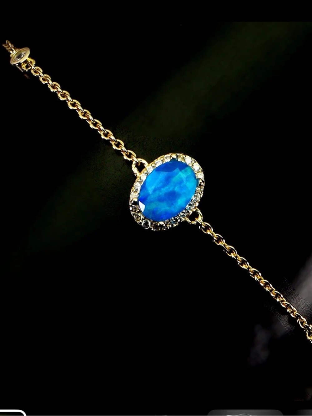 ✨NEW✨Natural blue fire opal bracelet 925/14k